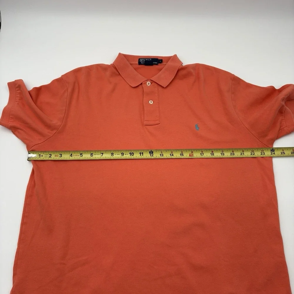 Polo Ralph Lauren Shirt Mens L Orange Cotton Vintage Pique Short Sleeve Polo